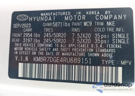 2024 Hyundai Palisade Calligraphy Night Edition z USA, uszkodzony, nr VIN KM8R7DGE4RU689151